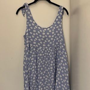 Lue and white floral tie strap babydoll mini  dress